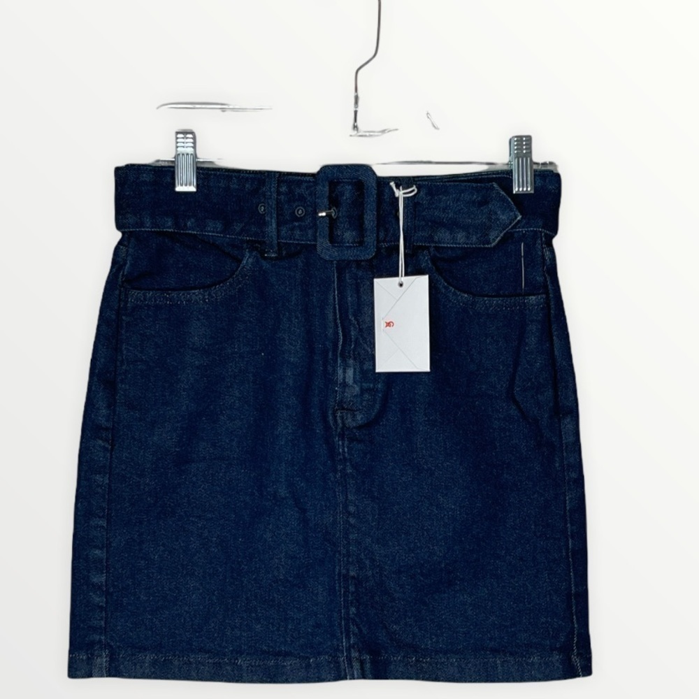 Good American Denim Belted Mini Skirt High Waist 70s Icon Size 4 NWT - Picture 9 of 16